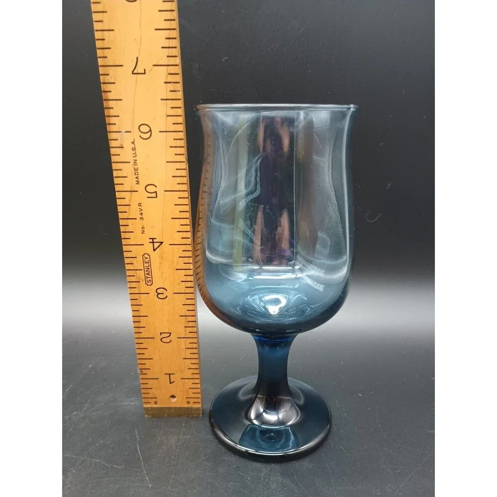 Vtg Libbey Dusky Blue Water Wine Goblet 6.5
